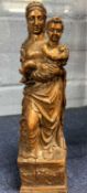 A European hardwood figure, mother and child, 29cm high - NOTE: Head of child is loose and