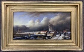 Ross Stefan (20th century), Dutch landscape scene, oil on board, signed, 19x40cm, framed.