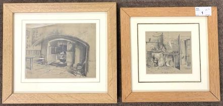 Keeley Hallswelle R.I. A.R.S.A. (1832-91), A pair of interior scenes, pencil heightened in white,