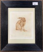 Anna Ravenscroft (British, contemporary), Hare at rest, etching, artist proof, signed,17x20cm,