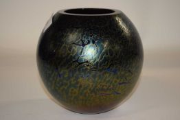 A globular glass vase with a lustre design in Loetz style