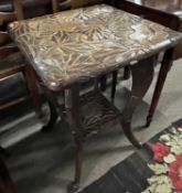 Late 19th Century carved two tier occasional table, 50cm wide (Item 82 on vendor list)