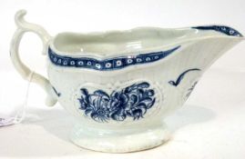 A large Worcester sauce boat circa 1770 with design of flowers