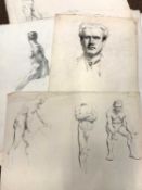 S.G.Smith (British, 20th century), Folder of approx. 22 portrait and anatomical studies in