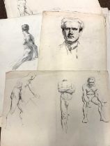S.G.Smith (British, 20th century), Folder of approx. 22 portrait and anatomical studies in