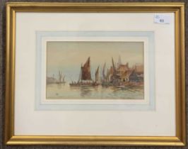 Thomas Mortimer (act.1880-1920), "The River Yare", watercolour, signed, 13x23cm, framed and glazed