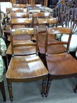 A harlequin set of late Georgian mahogany dining chairs comprising six standard chairs and four