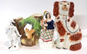 Collection of Staffordshire wares including a Poodle, Scottish lady and further Hornsea vase