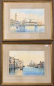 Continental School, early 20th century, Venetian scenes, watercolours, indistinctly signed, 33x48cm,