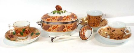 Group of early 19th Century English ceramics including a small tureen and cover with fruit knop
