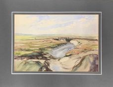 Noel Frank Bevan Dennes (British, 1933-1982), Blakeney Footbridge, watercolour, signed, frame