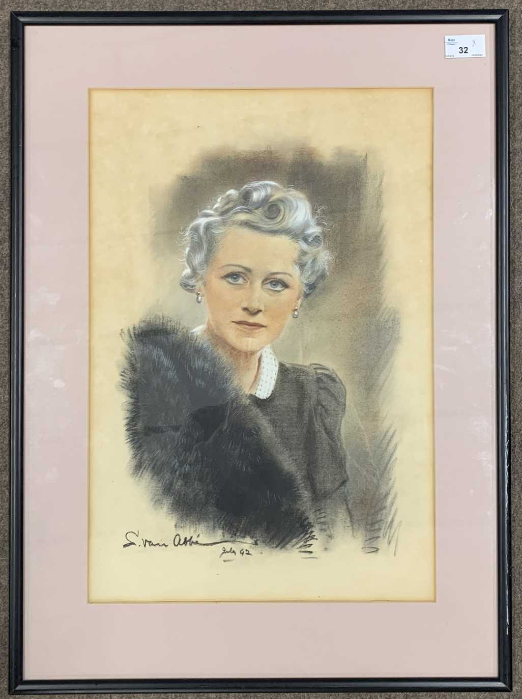 Solomon Van Abbe (Dutch,1883-1955), Portrait of a lady, pencil, pastel and charcoal heightened in