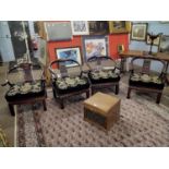 A set of four Chinese hardwood ox bow back armchairs, 70cm wide