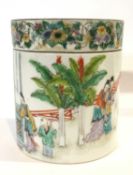 A 19th Century Chinese porcelain jar and cover, polychrome decoration of Chinese figures in