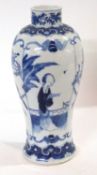 A Chinese porcelain vase with blue and white decoration of Chinese figures in garden setting in