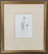 After Philip Gardner (British, 20th century), 'Fiona and Sophie', hand coloured print, initialed,