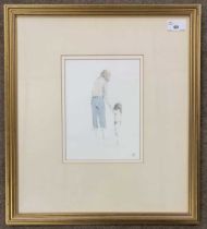 After Philip Gardner (British, 20th century), 'Fiona and Sophie', hand coloured print, initialed,