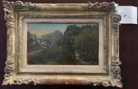 Italian school, circa 19th century, Capriccio landscape, oil on canvas, indistinctly signed,