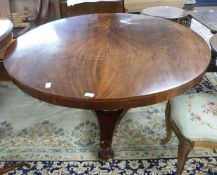 Large 19th Century mahogany pedestal dining table with circular top over a tapering column and