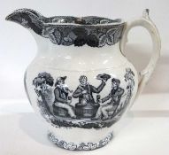 A 19th Century Temperance jug with drinking motifs, the base marked The Pledge of Temperance Try and