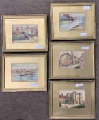 Attributed to Herbert Sparks (British, circa 19th century), Five scenes in Rye, watercolours,