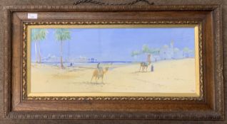 J. Taylor (20th century), Far East scene with Bedouins travelling across sands, gouchache on