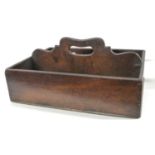 A Georgian mahogany cutlery box formed of two sections with a looped central handle, 34cm long