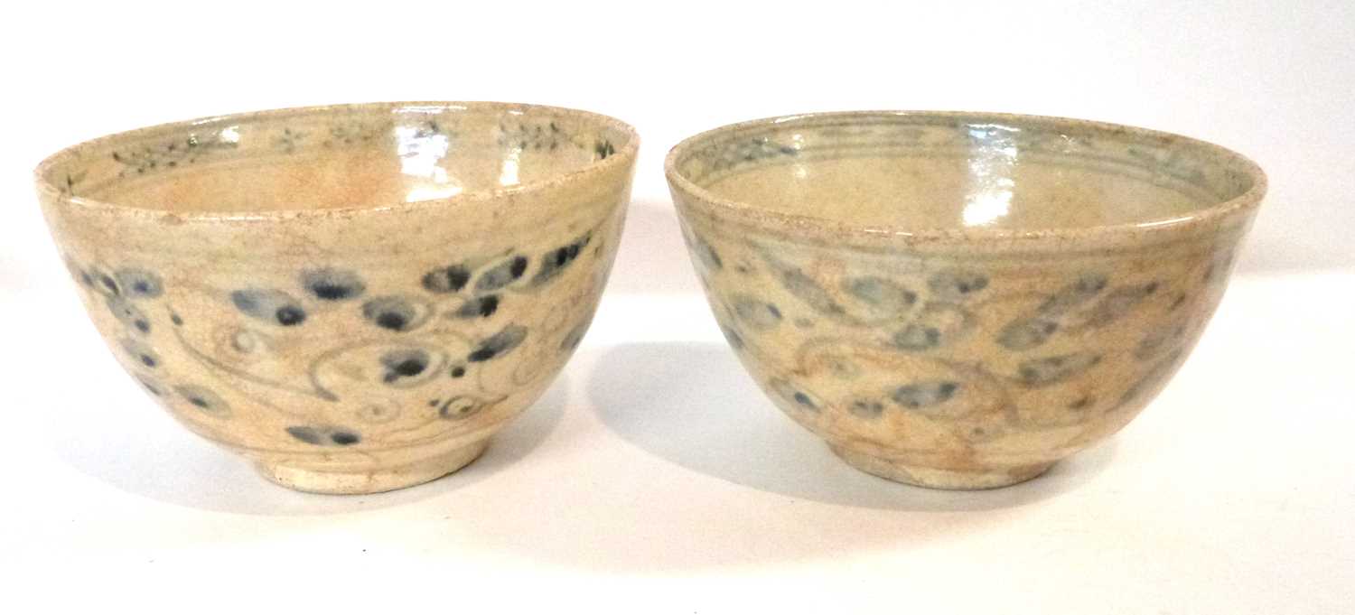 Group of four pottery dishes, one possibly Song Dynasty, further small plate with celadon ground, - Image 2 of 8