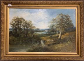 James Wallace (British,1872-1911), Rural landscape scene, oil on canvas, signed, 49x76cm, framed