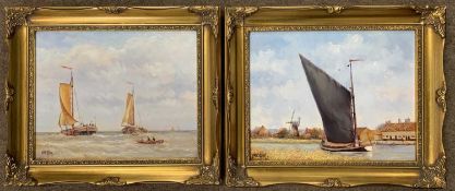 James Allen (British, 20th century) "Wherry at Stokesby" and "Times Past" oils on board, signed,