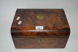A Victorian walnut jewellery box of hinged rectangular form with a fabric lined interior, 30cm wide