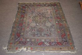 Antique Middle Eastern wool carpet with central geometric panel, 155 x 120cm