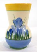 A small Clarice Cliff vase in the blue crocus pattern, 9cm high Good condition no damage/wear