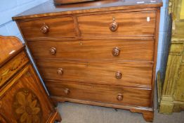 Late Georgian mahogany chest of two short over three long drawers raised on bracket feet, 109cm