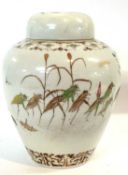 An Oriental jar and cover decorated with locusts and grasshoppers - Inv No 363