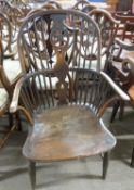 19th Century elm seated stick back Windsor type chair on turned legs