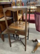 A Georgian square formed mahogany wash stand with later top, 79cm high