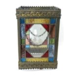 An Arts & Crafts style coloured lead glazed hanging ceiling light fitting, 32cm high