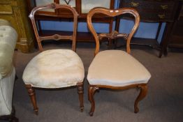 Two Victorian dining chairs with upholstered seats