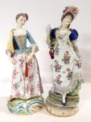 A pair of continental porcelain figures, one possibly Ludwigsburg late 19th Century