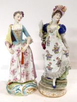 A pair of continental porcelain figures, one possibly Ludwigsburg late 19th Century