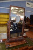 A large Victorian mahogany framed dressing table mirror with pillared side supports 100cm high