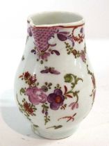 A Lowestoft porcelain sparrow beak decorated in Curtis style with flowers, 9cm high