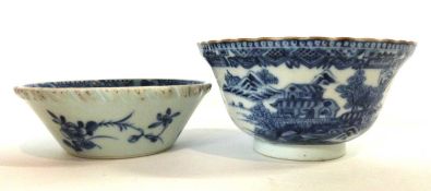 An 18th Century Chinese porcelain small dish with blue and white design together with a further