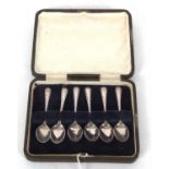 Cased set of six George VI silver teaspoons, stems decorated with a beaded design and hallmarked for