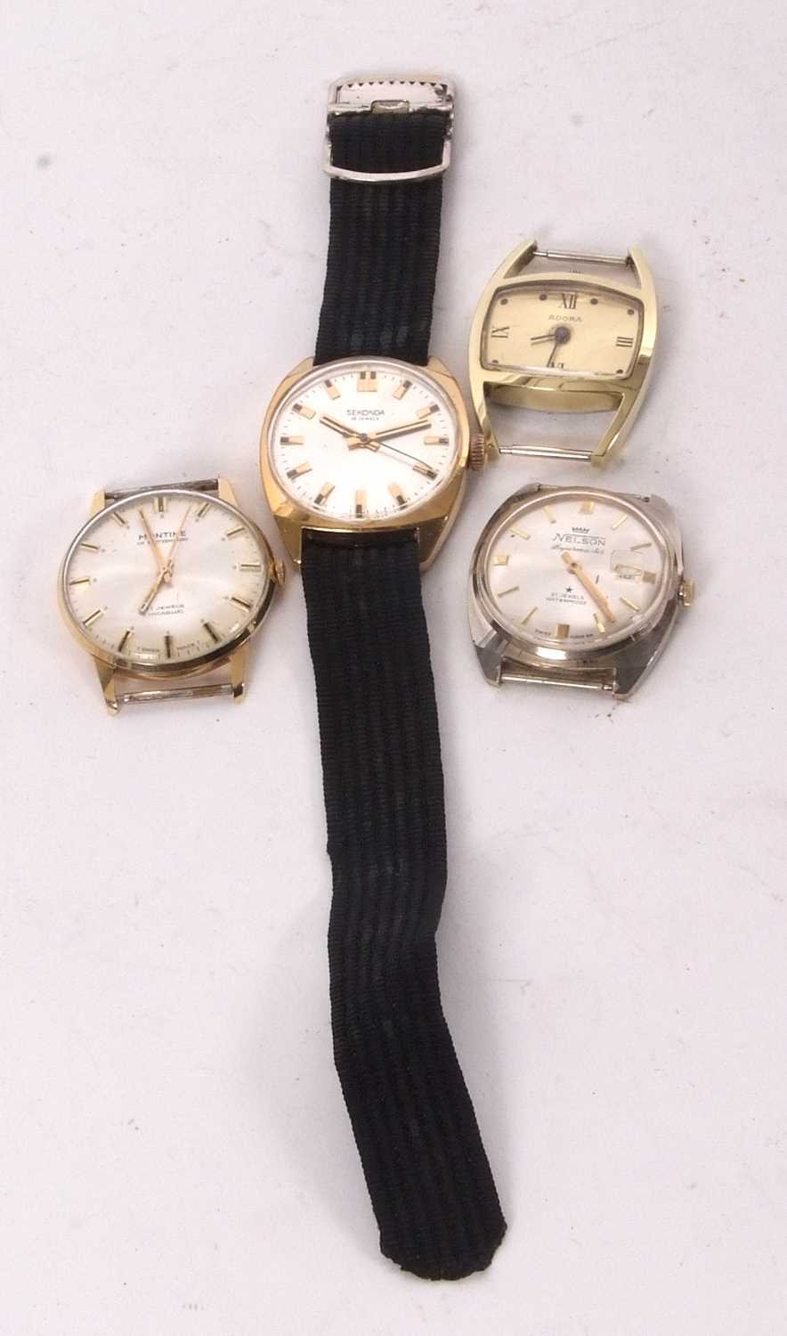 Mixed Lot: Four wristwatches to include makers Nelson, Mondonie, Sekonda and Adora, all watches have - Image 2 of 2