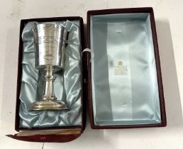 A silver chalice by Garrard & Company, hallmarked London 1972, number 519 a reproduction of the