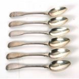 A set of six George III silver teaspoons, hallmarked for London 1814, makers mark for Peter &