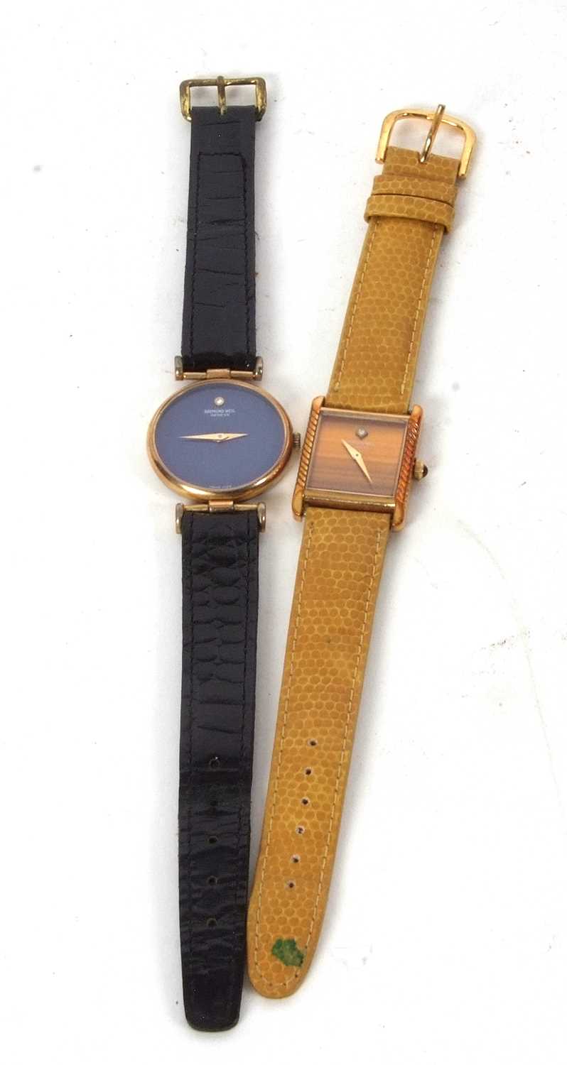 Two Raymond Weil wristwatches, one with a blue dial and the other with a tigers eye style dial, both - Image 3 of 3