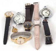 Mixed Lot: Wrist and pocket watches, makers to include Ingosoll, Omex and Florina